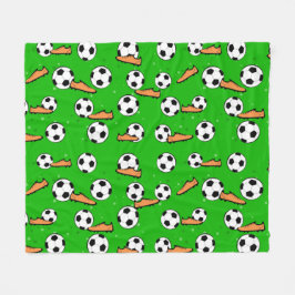 サッカー - ボールとブーツ シームレス パターン フリースブランケット