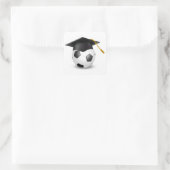 サッカー ボール上の卒業式 学位帽 スクエアシール (バッグ)