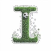 サッカー ボール付きの緑の草の文字 I シール (正面)