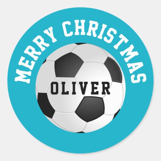 サッカー ボール キッズ 名前 クリスマス ラウンドシール (正面)