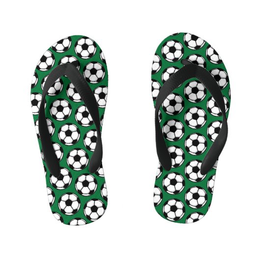 サッカー・ボール スポーツ 緑 黒 白 子供 キッズビーチサンダル (フットベッド)