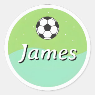 サッカー ボール デザインのカスタマイズ可能 子供 名前 シール
