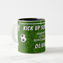 サッカー ボール フットボール 草 スポーツ 誕生日 ツートーンマグカップ