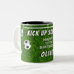 サッカー ボール フットボール 草 スポーツ 誕生日 ツートーンマグカップ