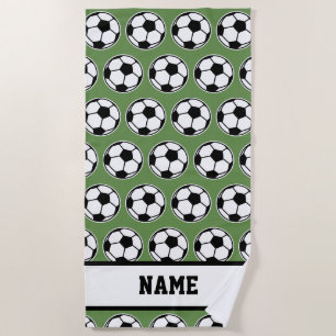 サッカー ボール プリント 名入れ ビーチタオル
