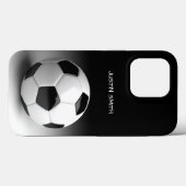 サッカー ボール 個人用スマホケース ブラック Case-Mate iPhoneケース (裏面 (横))