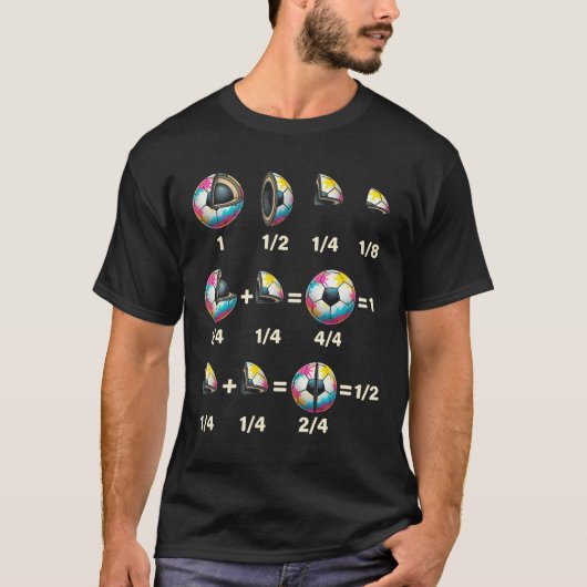 サッカー ボール 分数 算数 学習 Tシャツ (正面)