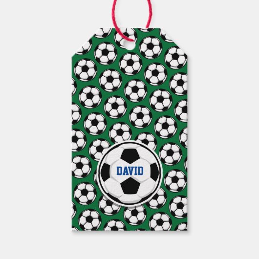 サッカー ボール 名前入り グリーン ブラック ホワイト ギフトタグ (正面)