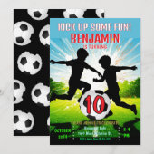 サッカー ボール 男の子 お誕生日パーティー Kick Up Some Fun 招待状 (正面/裏面)