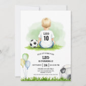 サッカー ボール 男の子 誕生日 パーティ お楽しみ 招待状 (正面)