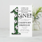 サッカー・ボール 1 1歳 誕生日パーティー 招待状 (スタンド正面)
