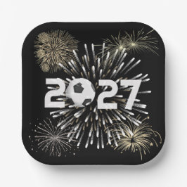 サッカー ボール 2027 年 新年の夜のパーティー ペーパープレート