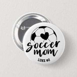 サッカー·マム·ハート·パーソナライズされたボールの名前と番号 缶バッジ