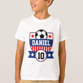 サッカー リーグ キッズ フットボール 名前と番号のロゴ Tシャツ