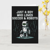 サッカー ロボットが大好きな少年がゲームをする カード (黄色い花)