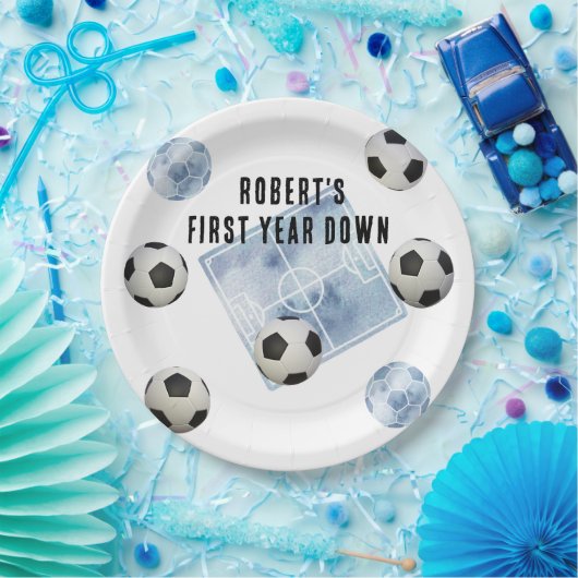 サッカー 初めての誕生日パーティー ペーパープレート (パーティー)