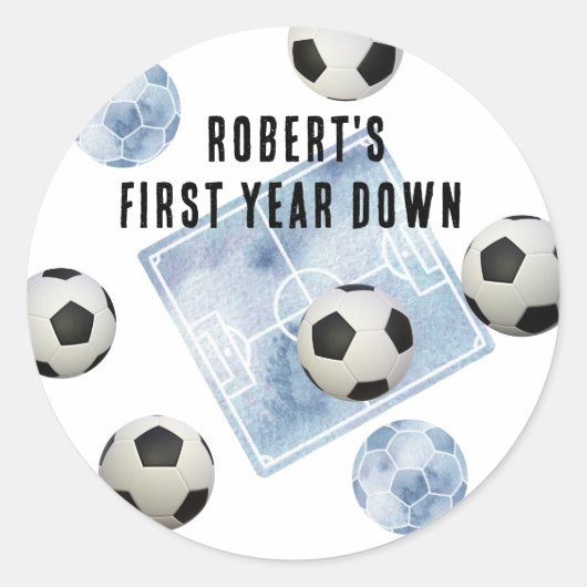 サッカー 初めての誕生日パーティー ラウンドシール (正面)