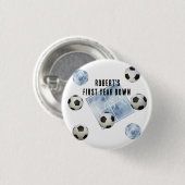 サッカー 初めての誕生日パーティー 缶バッジ (正面&裏面)
