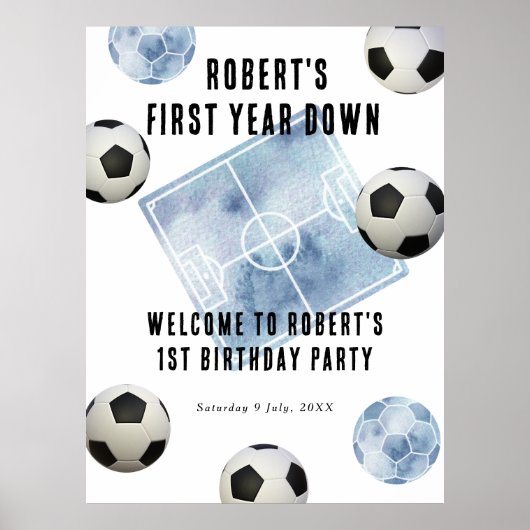 サッカー 初めての1歳の誕生日パーティー ポスター (正面)