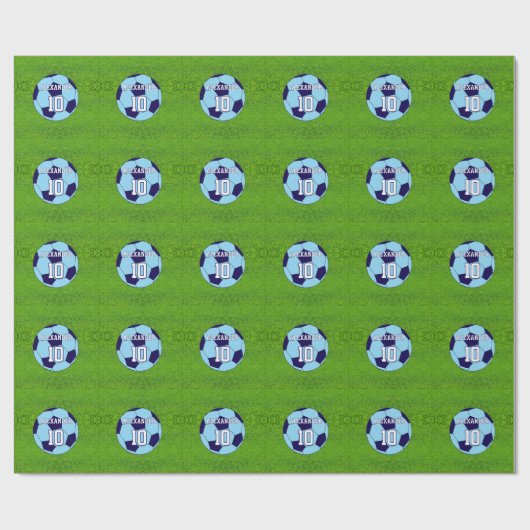 サッカー | 名前と番号 ラッピングペーパー (フラット)