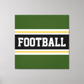 サッカー 太い 緑 黒 白 黄色 ストライプ キャンバスプリント (正面)