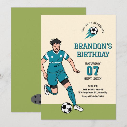サッカー 招待状 (正面/裏面)