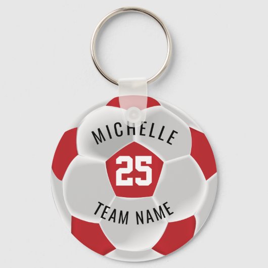 サッカー – 暗赤と白 キーホルダー (正面)