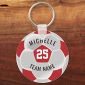 サッカー – 暗赤と白 キーホルダー (正面)