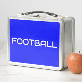 サッカー 楽しい 明るい ロイヤルブルー クールなホワイト テキスト メタルランチボックス