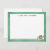 サッカー 水彩 緑 ステーショナリー ノートカード (正面/裏面)