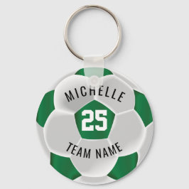 サッカー – 濃い緑と白 キーホルダー