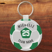 サッカー – 濃い緑と白 キーホルダー (正面)