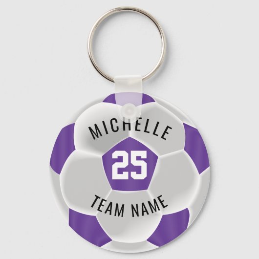 サッカー⚽ – 紫と白 キーホルダー (正面)