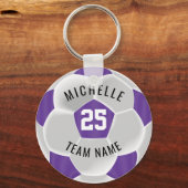 サッカー⚽ – 紫と白 キーホルダー (正面)