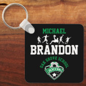 サッカー – 緑、黒、白 キーホルダー (正面)