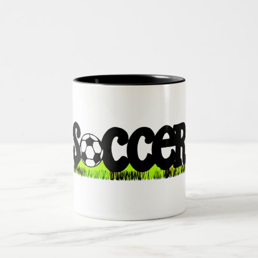 サッカー(草で) ツートーンマグカップ (中央)
