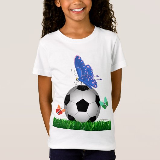 サッカー、蝶 Tシャツ (正面)