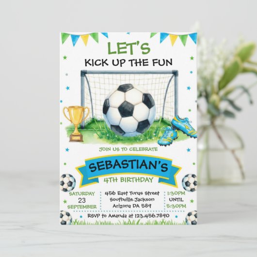サッカー 誕生日パーティー インビテーション (スタンド正面)
