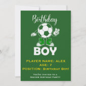 サッカー 誕生日パーティ 招待状 少年 名前と年齢を編集可能 (正面)