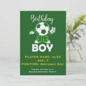 サッカー 誕生日パーティ 招待状 少年 名前と年齢を編集可能 (スタンド正面)