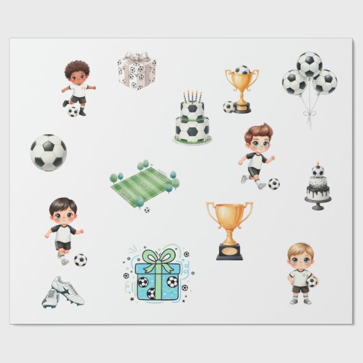 サッカー 誕生日 ラッピングペーパー 男の子 | (フラット)