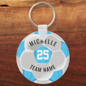 サッカー⚽ – 赤ちゃん青と白 キーホルダー (正面)