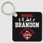 サッカー – 赤、黒、白 キーホルダー (正面)