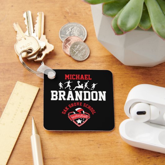 サッカー – 赤、黒、白 キーホルダー (デスク)