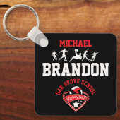 サッカー – 赤、黒、白 キーホルダー (正面)