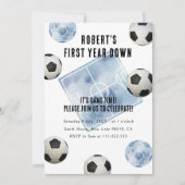 サッカー 1歳の誕生日パーティー 招待状 (正面)