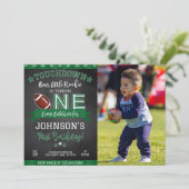 サッカー 1歳 誕生日 写真 招待状 ブラック (スタンド正面)