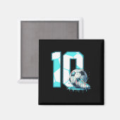 サッカー 10歳 誕生日 アイスクリーム ドリップ BD マグネット (正面/裏面)