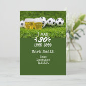 サッカー 30歳の誕生日カード 緑のボール 招待状 (スタンド正面)