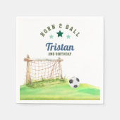 サッカー「Born Two Ball」2歳の誕生日 スタンダードカクテルナプキン (正面)